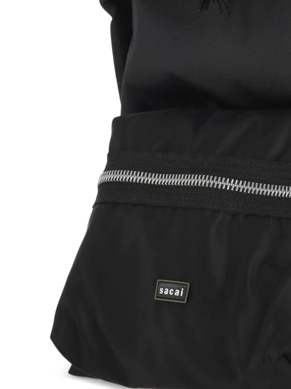 Sacai logo-patch zip-fastening Backpack | Black | FARFETCH
