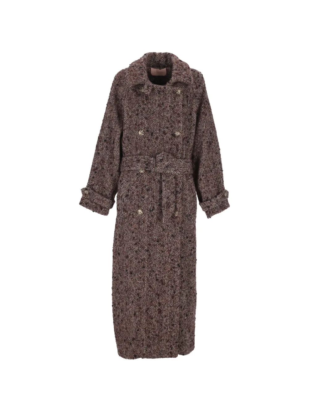Kristina Ti herringbone-pattern belted coat
