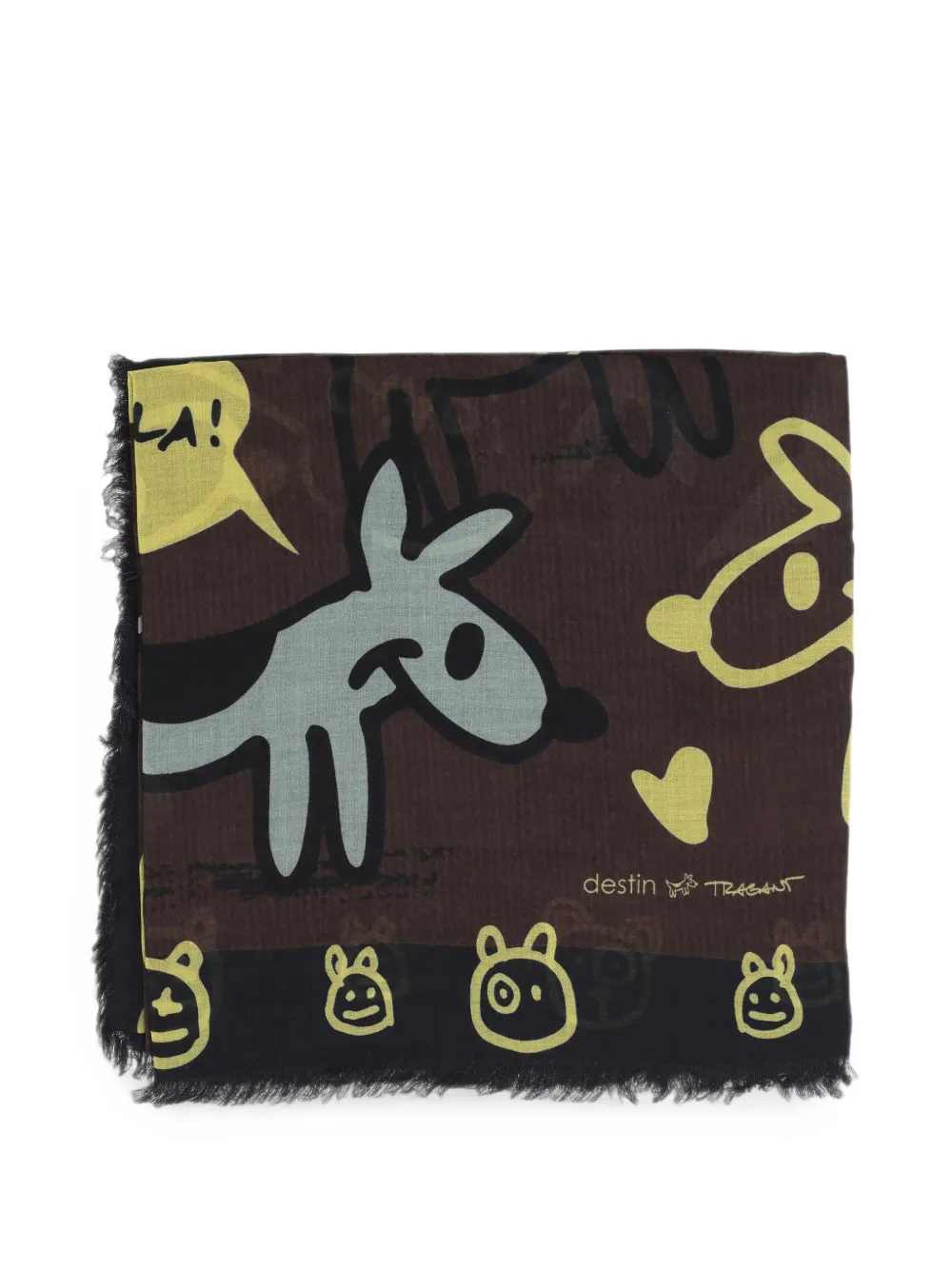 Destin graphic-print frayed scarf - Marrone