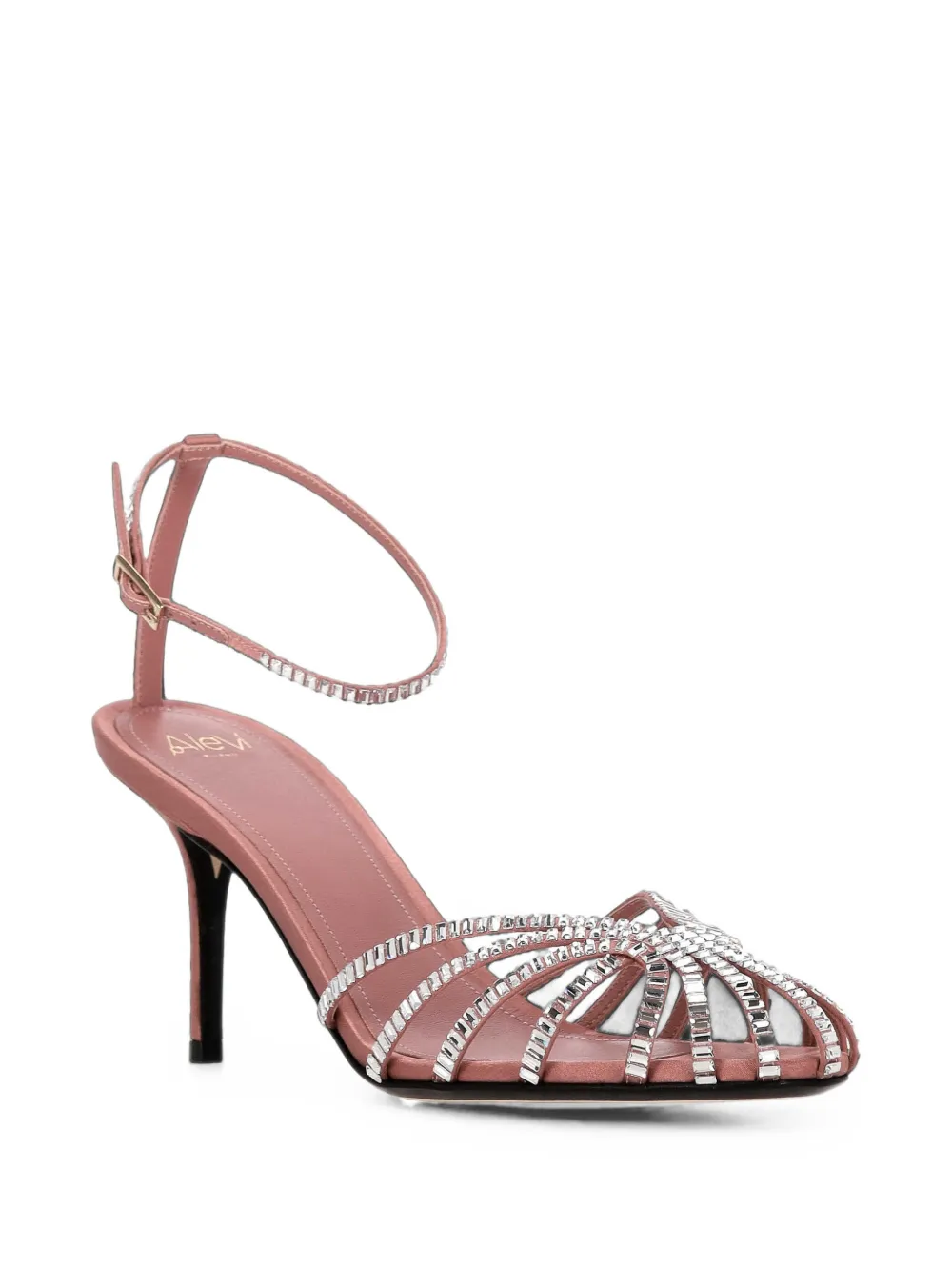 Alevì Penelope crystal-embellished silk sandals Roze