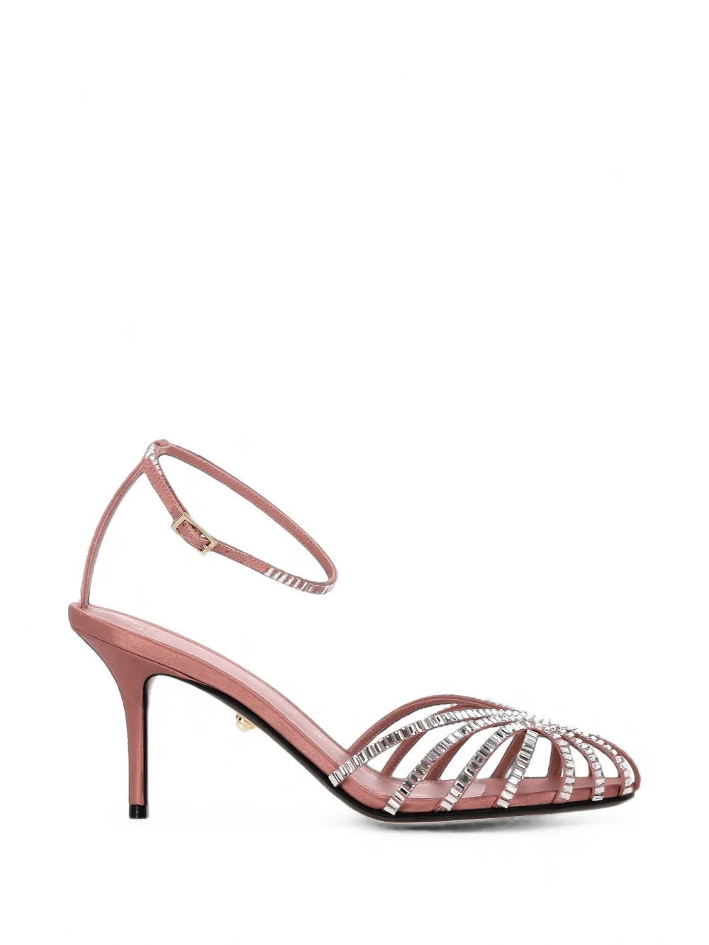 Alevì Penelope crystal-embellished silk sandals Roze