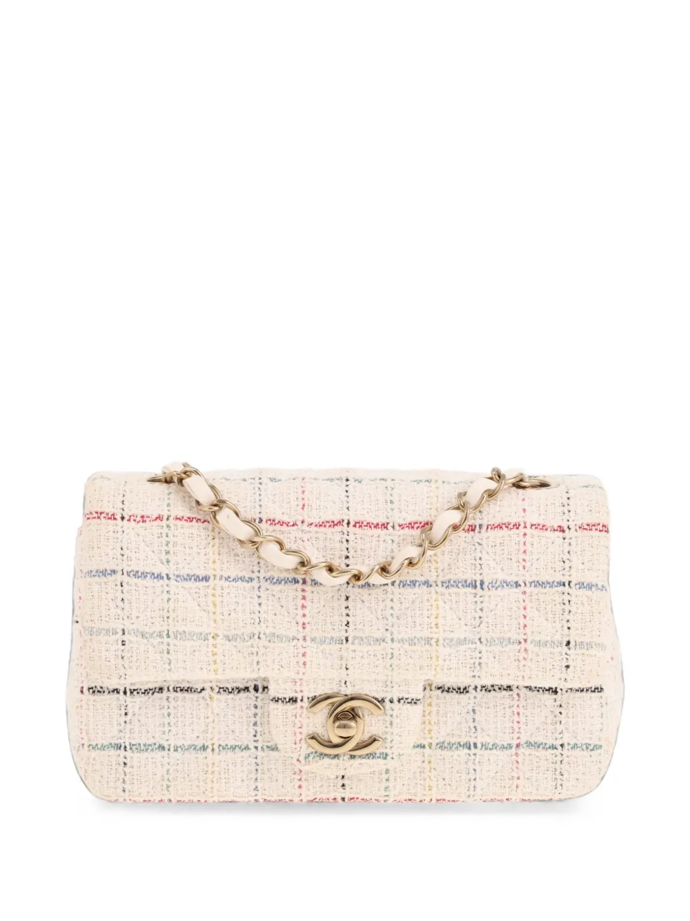 CHANEL Pre-Owned 2020's mini Timeless tweed shoulder bag - Nude
