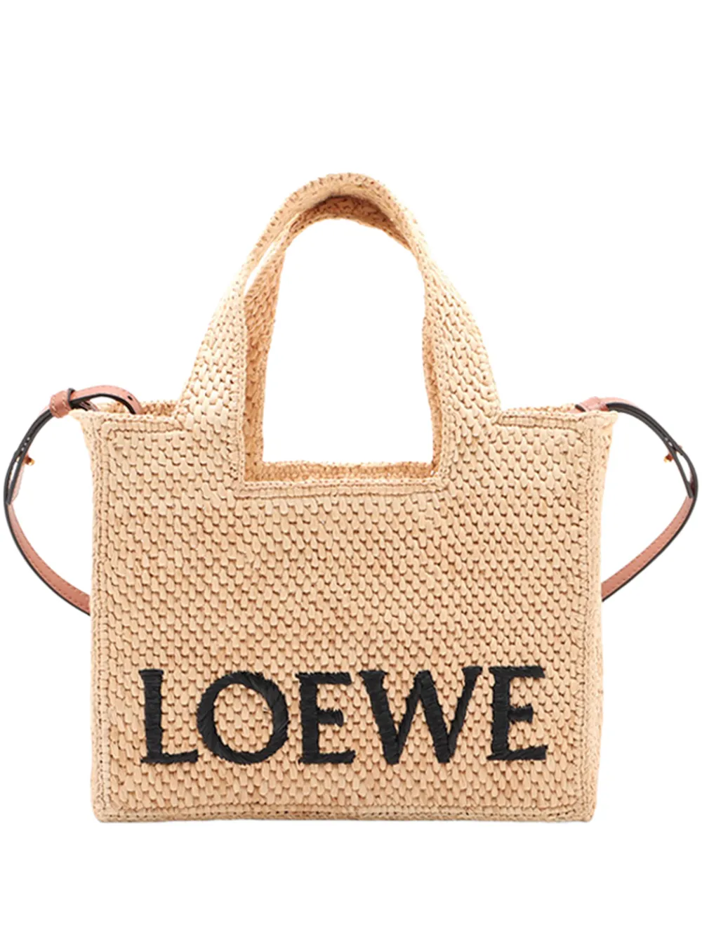 Loewe Pre-Owned 2010-2026 Small Raffia Font Tote satchel - Nude