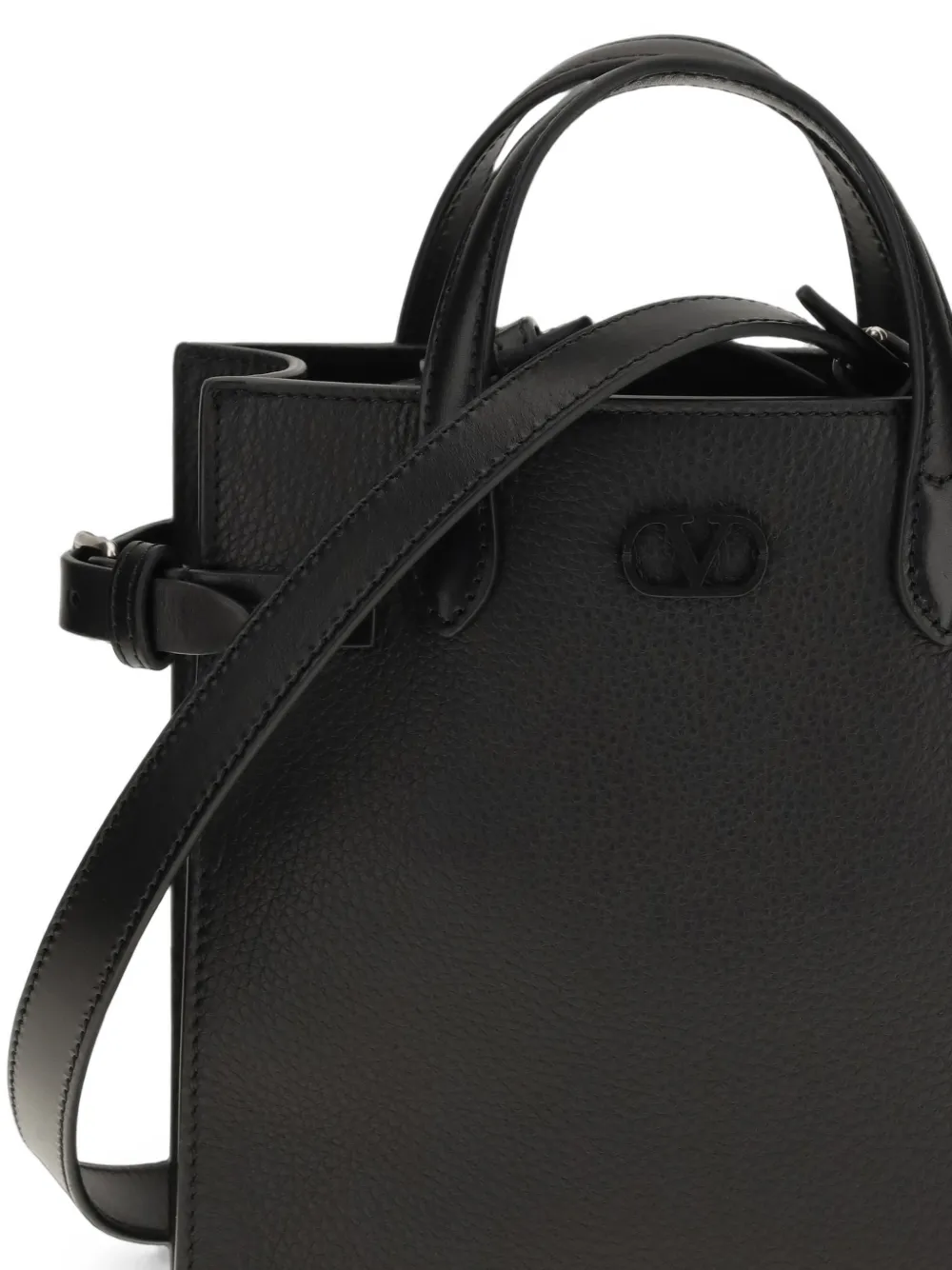 Valentino Garavani Antibes kleine shopper van gekorreld leer Zwart
