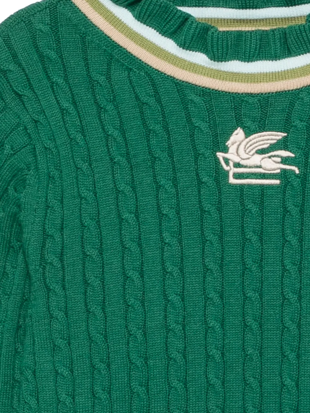ETRO KIDS Pegaso kabelgebreide trui Groen