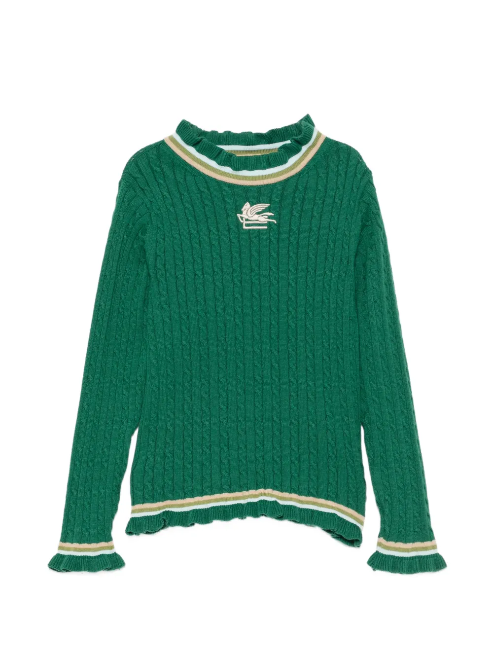 ETRO KIDS Pegaso cable-knit sweater - Verde