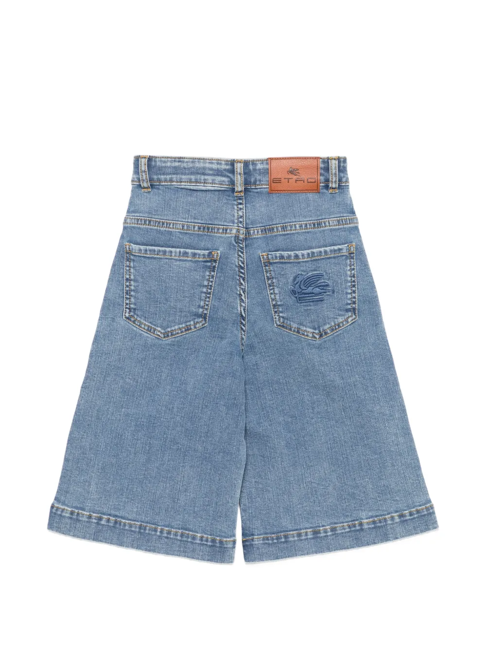 ETRO KIDS Pegaso denim shorts met borduurwerk Blauw