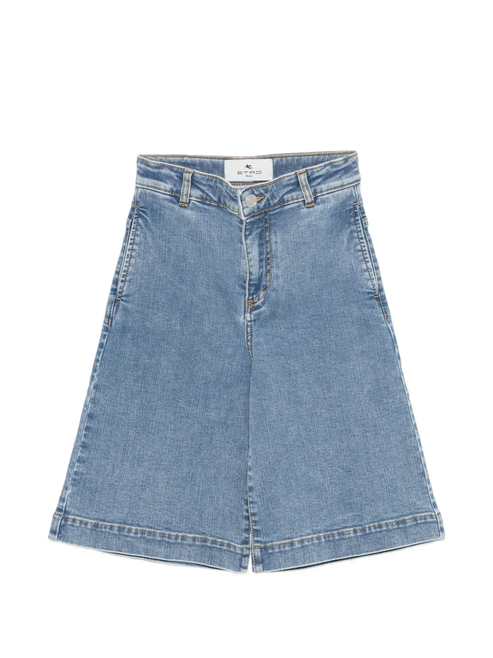 ETRO KIDS Pegaso embroidered denim shorts - Blu