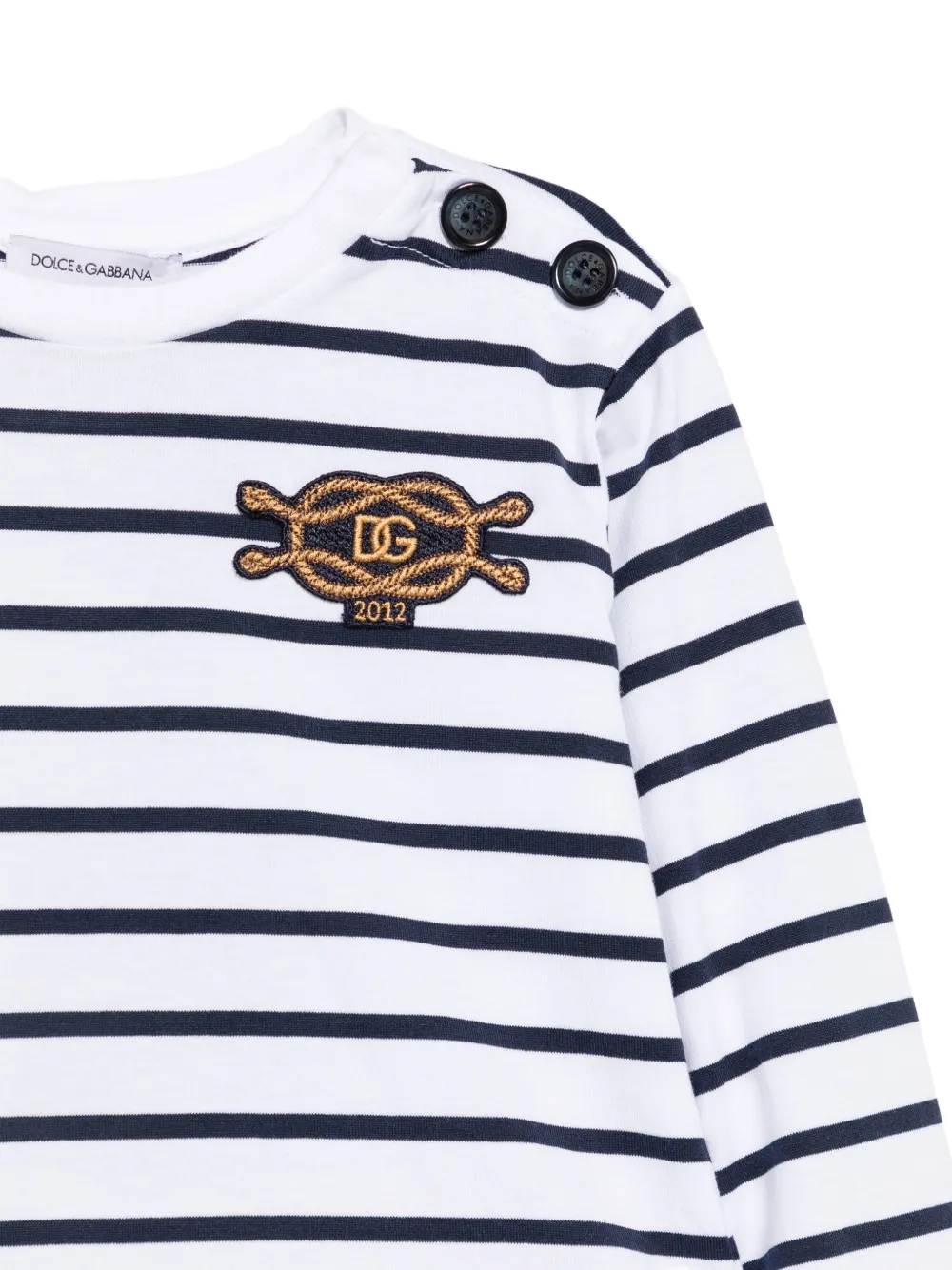 Dolce & Gabbana Kids Gestreept T-shirt met knoopdetail Wit
