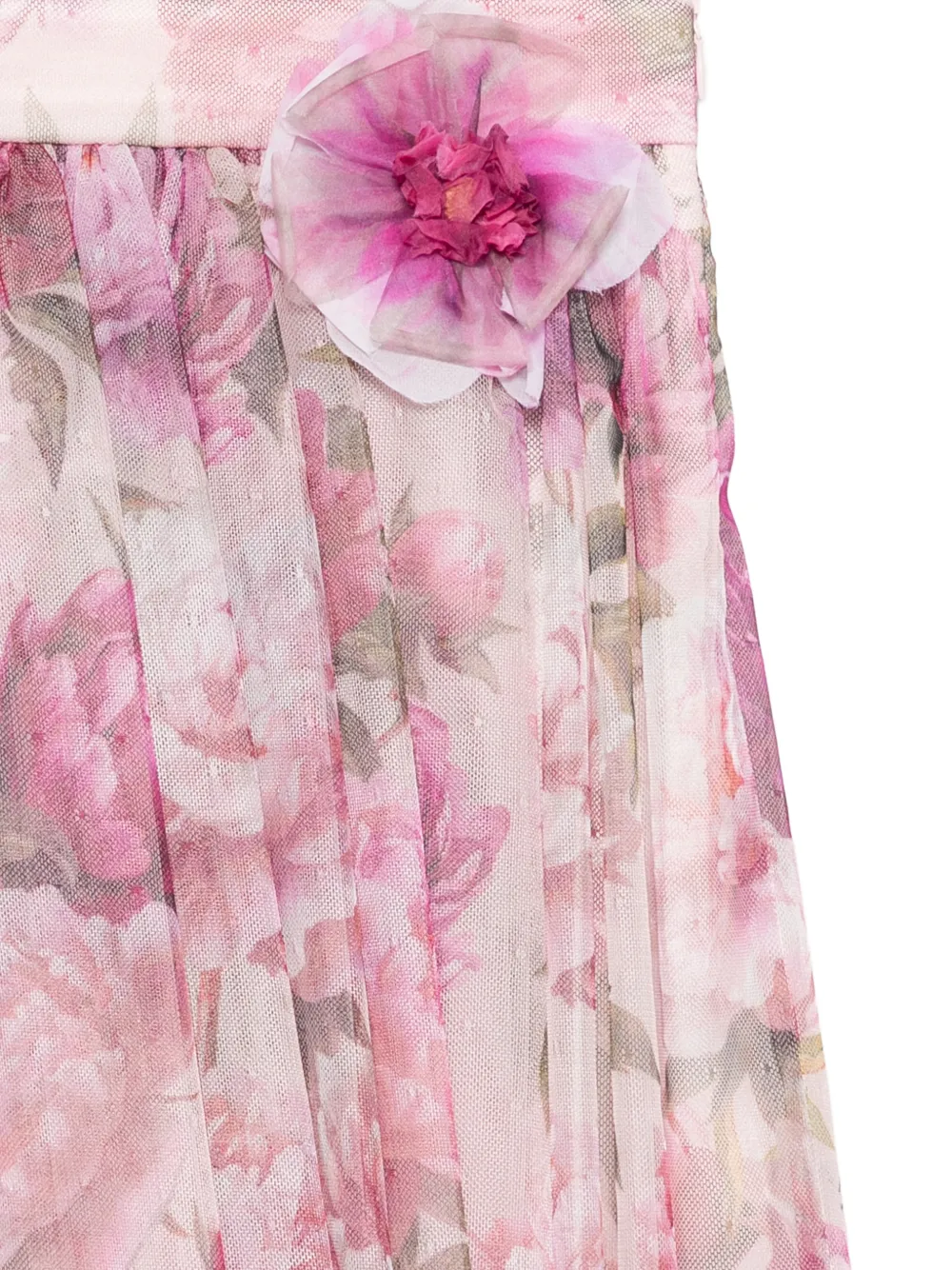 Dolce & Gabbana Kids floral-print mesh skirt Roze
