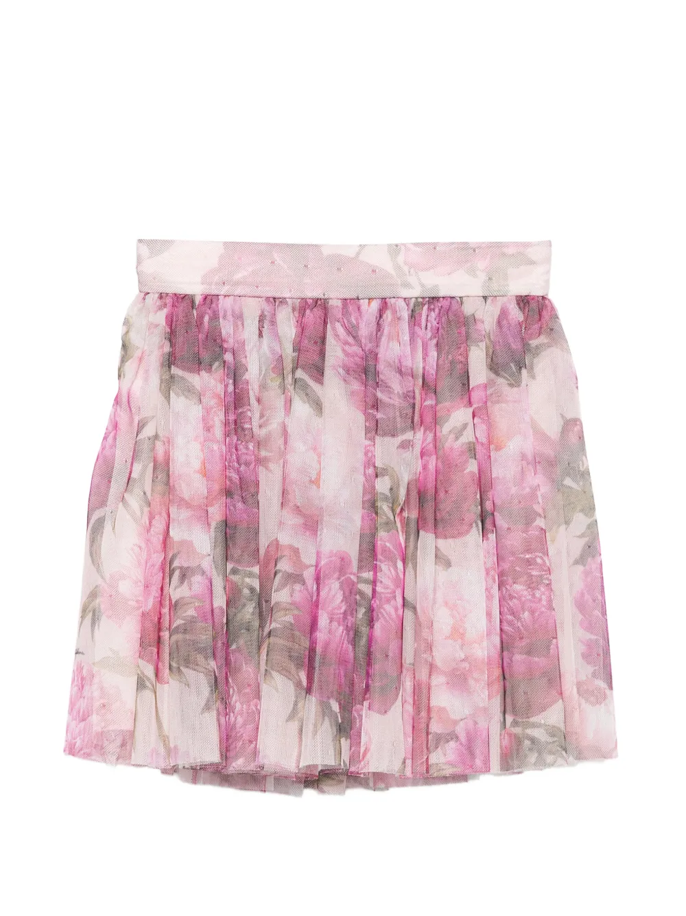 Dolce & Gabbana Kids floral-print mesh skirt Roze