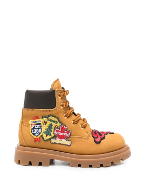 DSQUARED2 KIDS patch-detail lace-up ankle boots