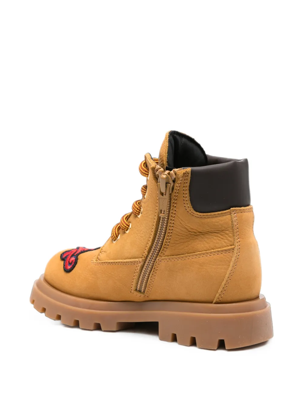 DSQUARED2 KIDS patch-detail lace-up ankle boots Beige