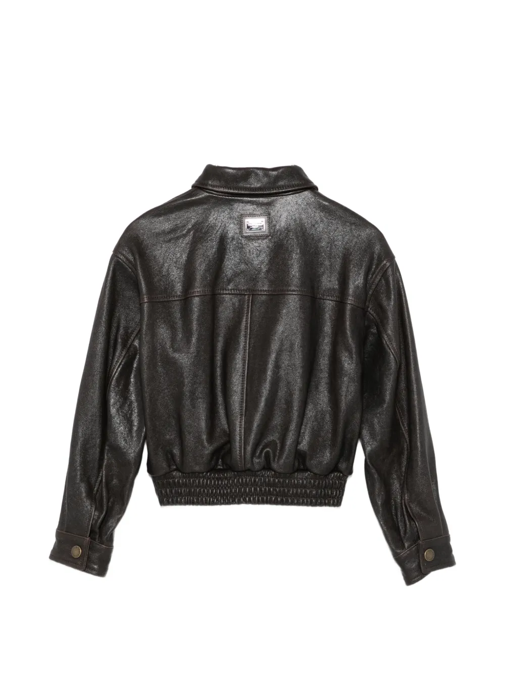 Dolce & Gabbana Kids Leren bomberjack Bruin