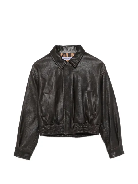 Dolce & Gabbana Kids leather bomber jacket