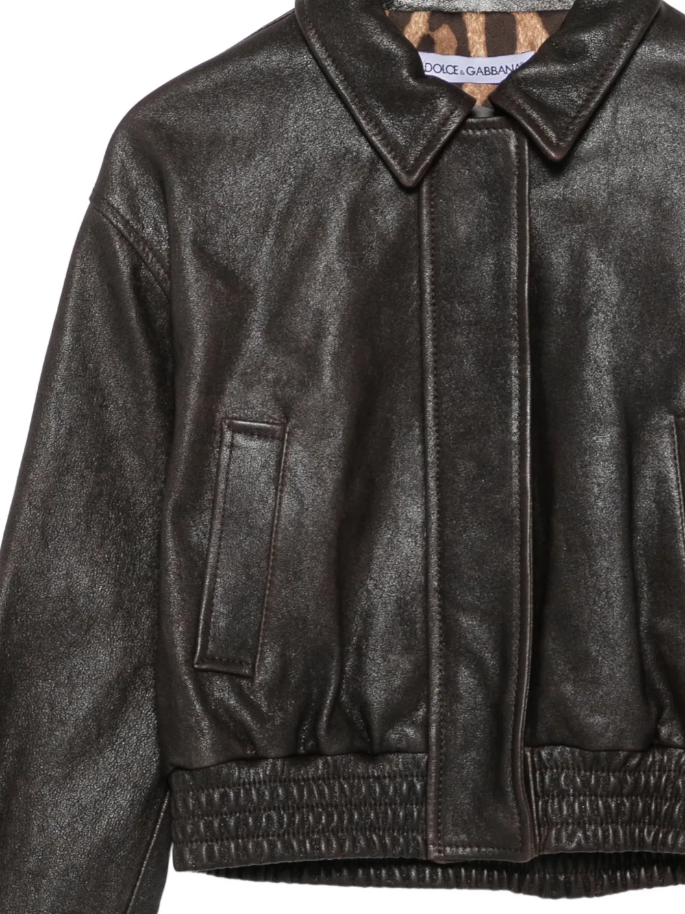 Dolce & Gabbana Kids Leren bomberjack Bruin