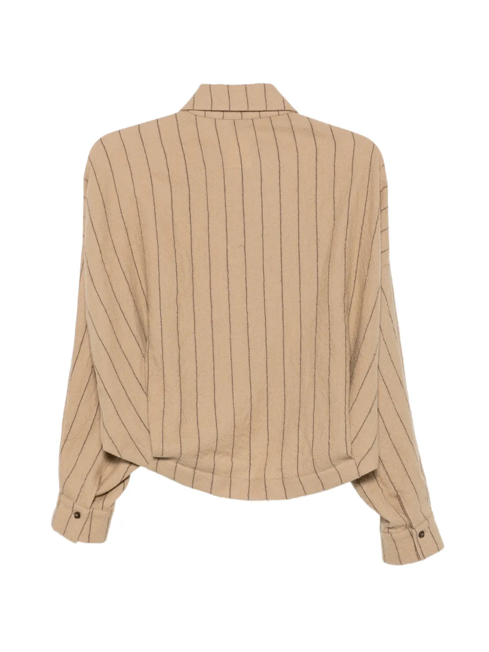 Alysi Cropped blouse met krijtstreep Beige