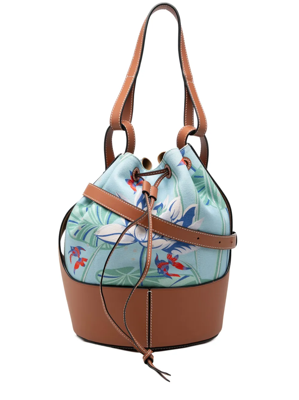 Loewe Pre-Owned 2020 Paulas Ibiza Small Canvas Mermaid Print Balloon Drawstring bucket bag - Blau