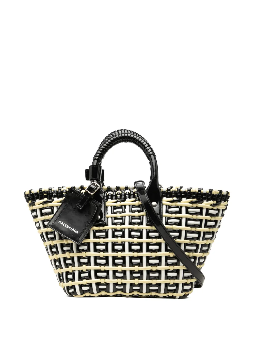 Balenciaga Pre-Owned 2022 Faux Leather Bistro Basket Bag XS satchel - Giallo