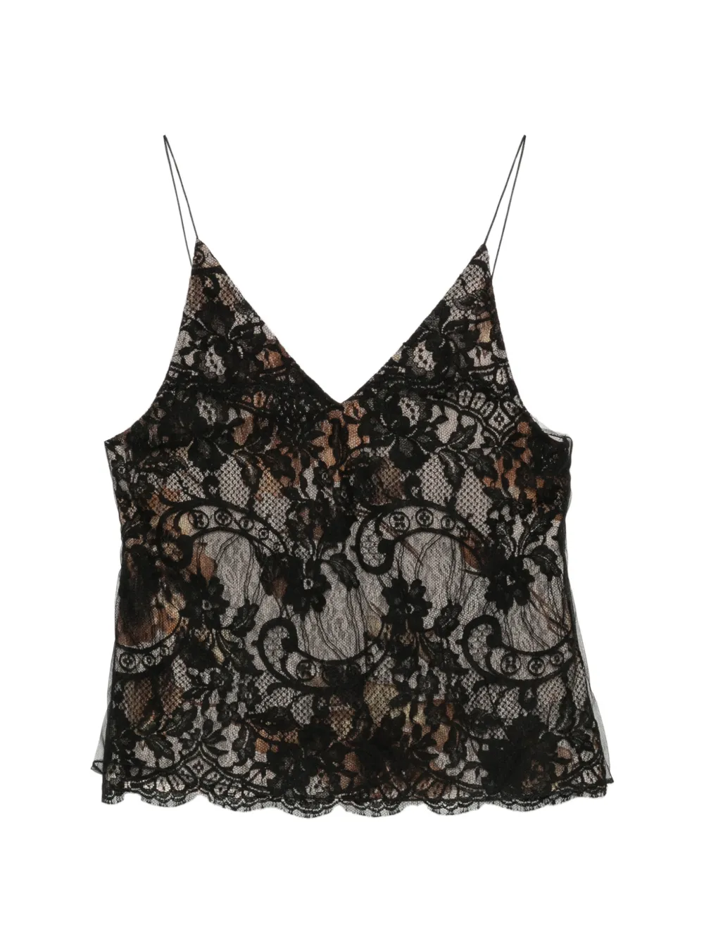 Quetsche lace-overlay camisole top