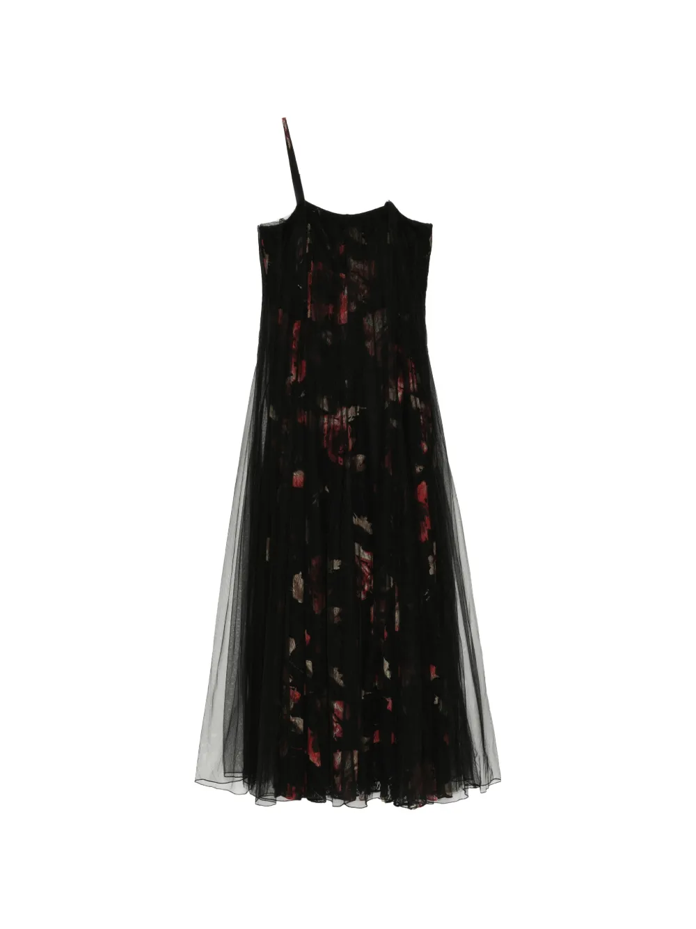 Quetsche floral-print tulle-overlay dress