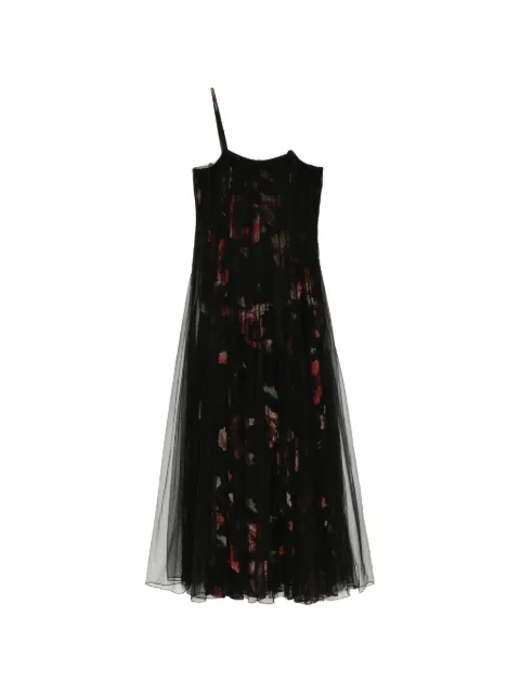 Quetsche floral-print tulle-overlay dress