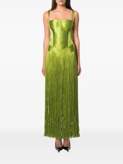 NORINA ST Emerald fringe-trim maxi dress