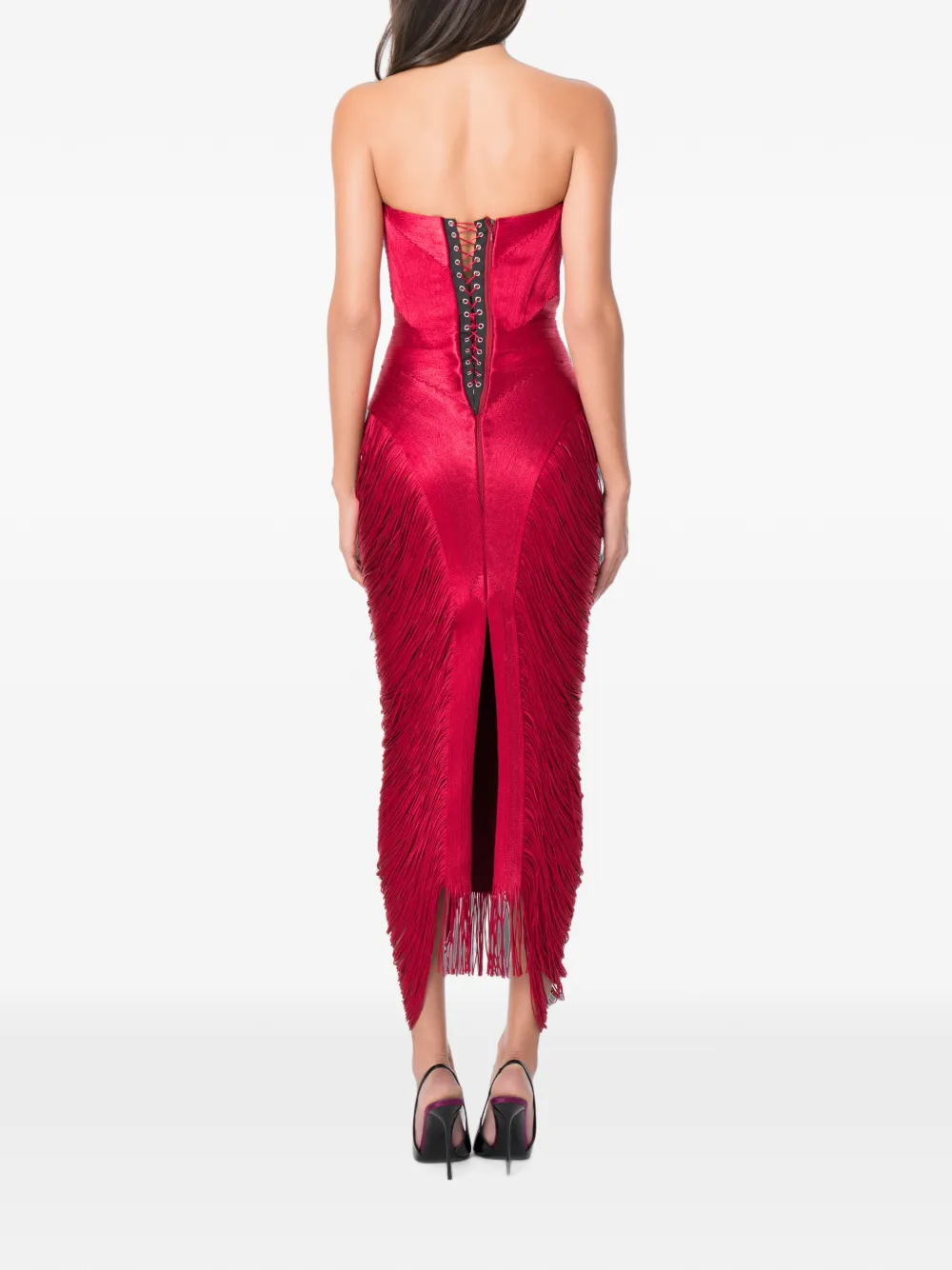 NORINA ST Aura midi-jurk met franje Rood