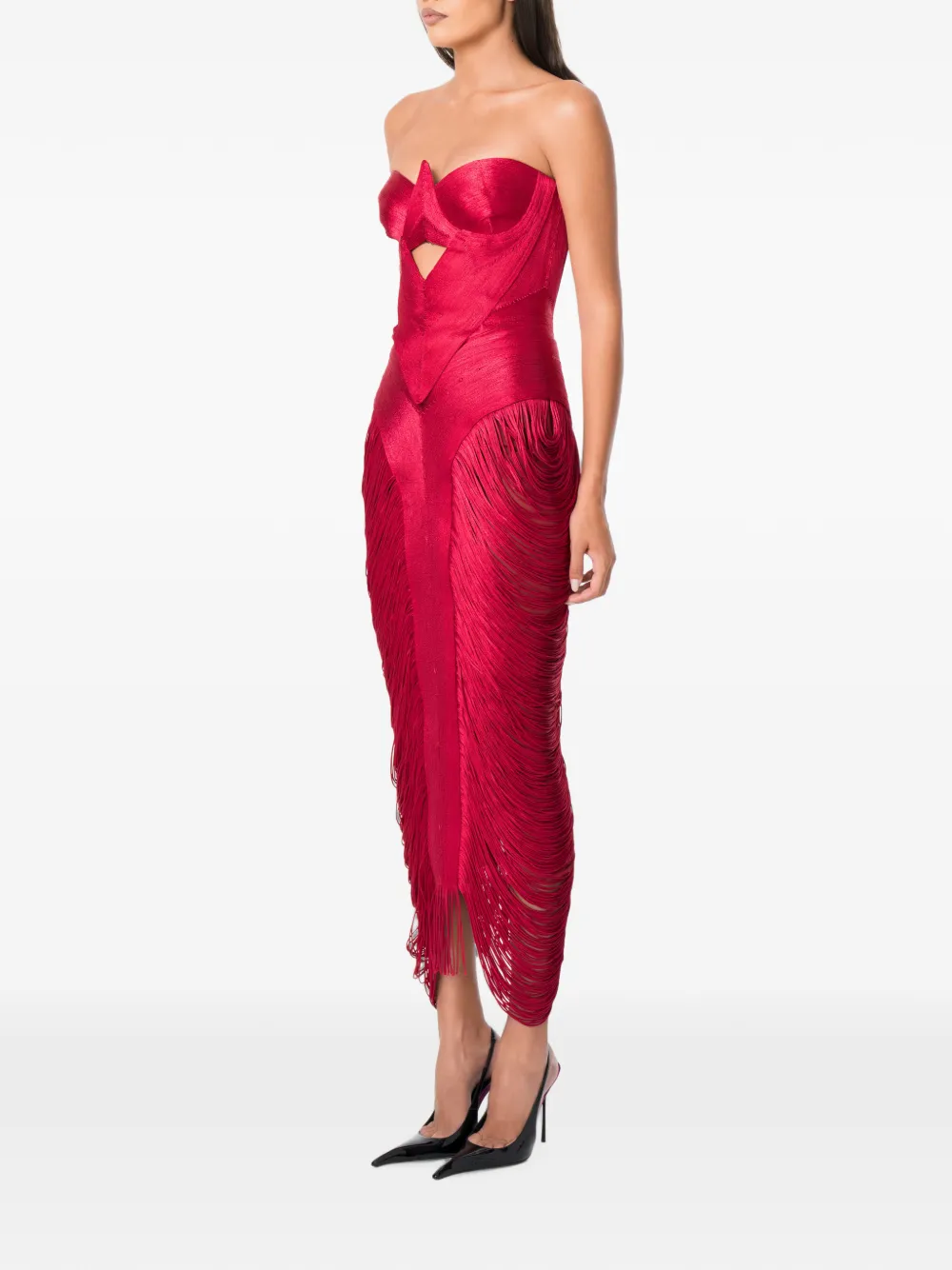 NORINA ST Aura midi-jurk met franje Rood