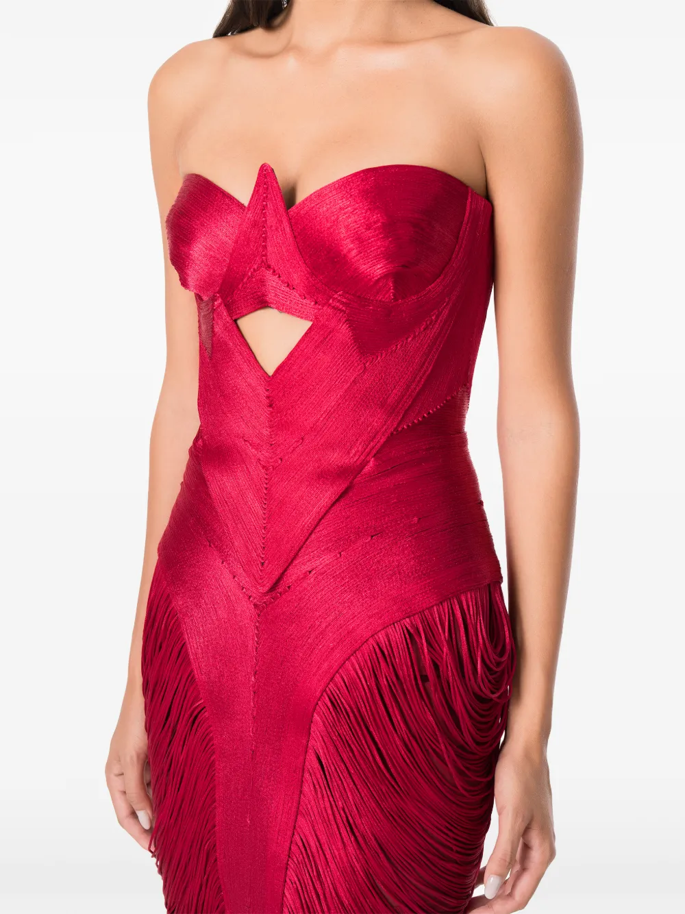 NORINA ST Aura midi-jurk met franje Rood