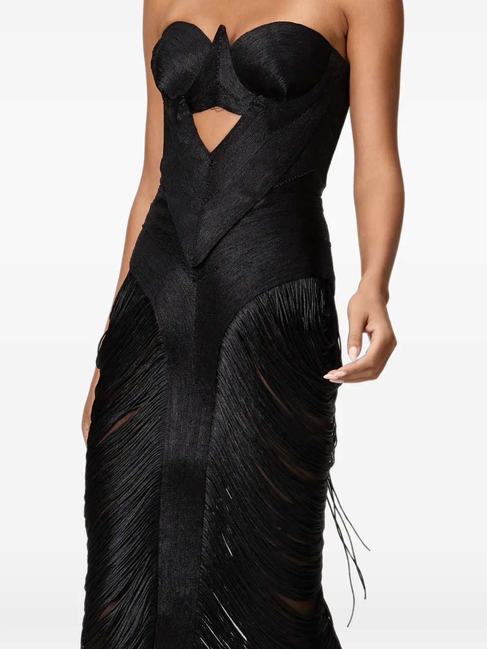 NORINA ST Aura fringed midi dress Zwart