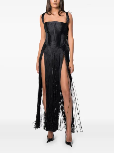 NORINA ST fringe-trimmed corset maxi dress