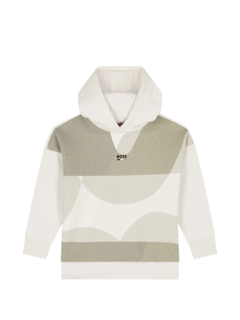 BOSS Kidswear Hoodie met abstracte print Beige