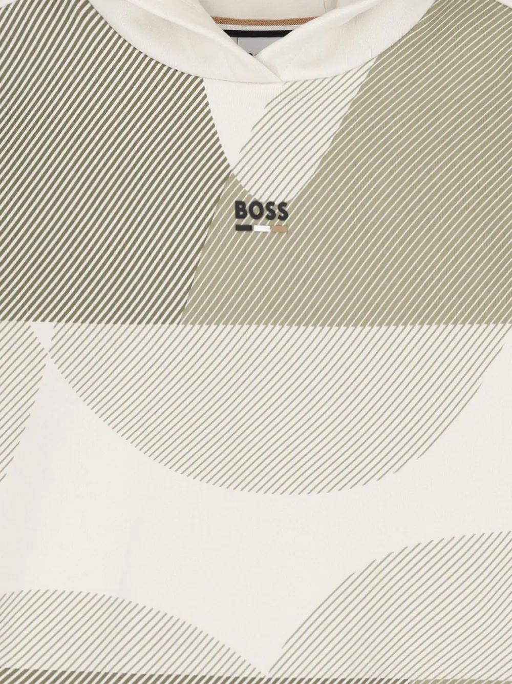 BOSS Kidswear Hoodie met abstracte print Beige