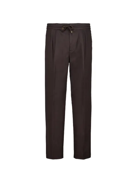 Brunello Cucinelli pantalones de algodón teñidos con cordones y pinzas dobles