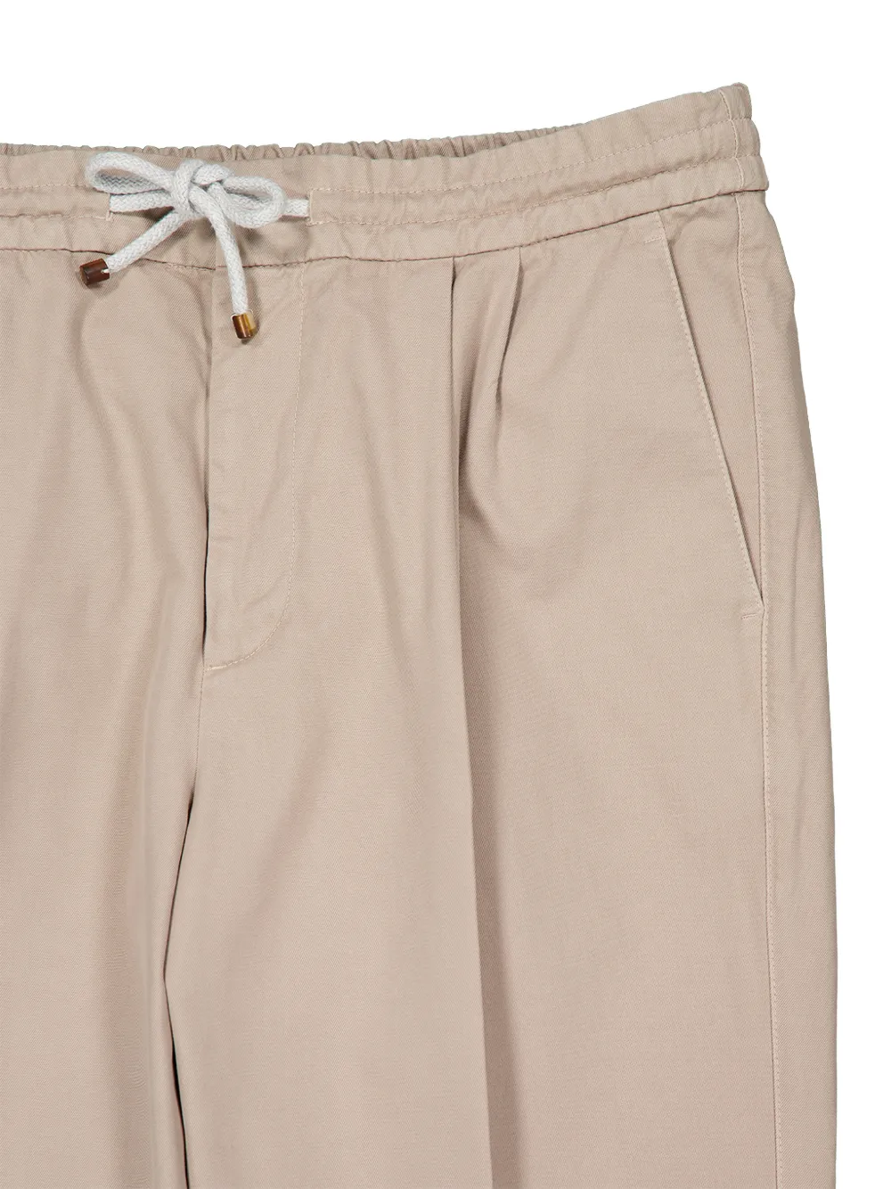 Brunello Cucinelli Geplooide katoenen broek met trekkoord Beige