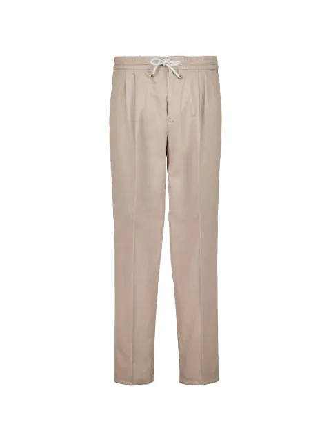 Brunello Cucinelli pantalones de algodón con cordones y pinzas