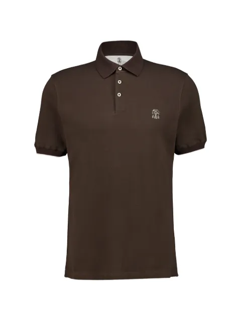 Brunello Cucinelli logo-embroidered piqué polo shirt