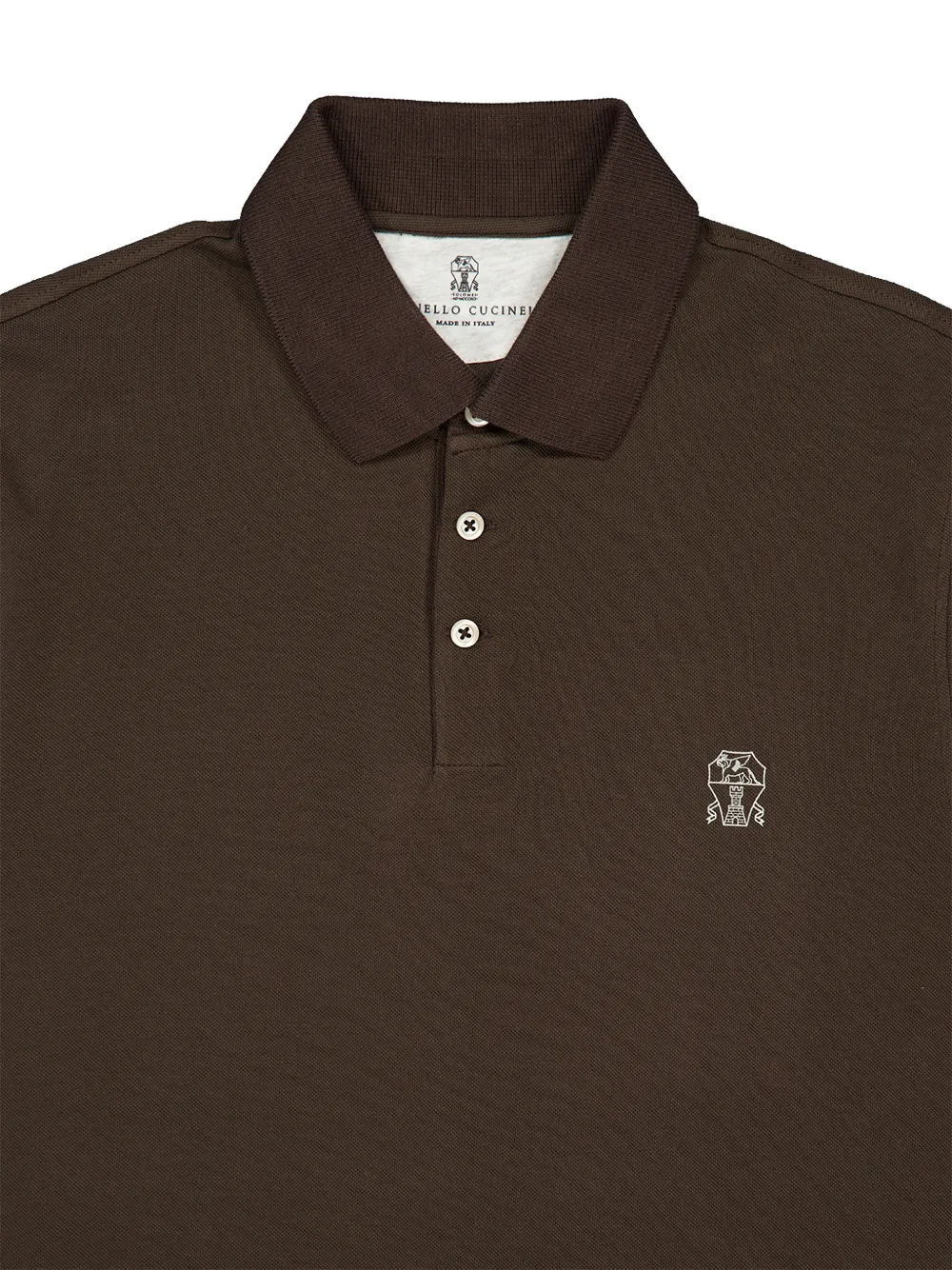 Brunello Cucinelli Piqué poloshirt met geborduurd logo Bruin
