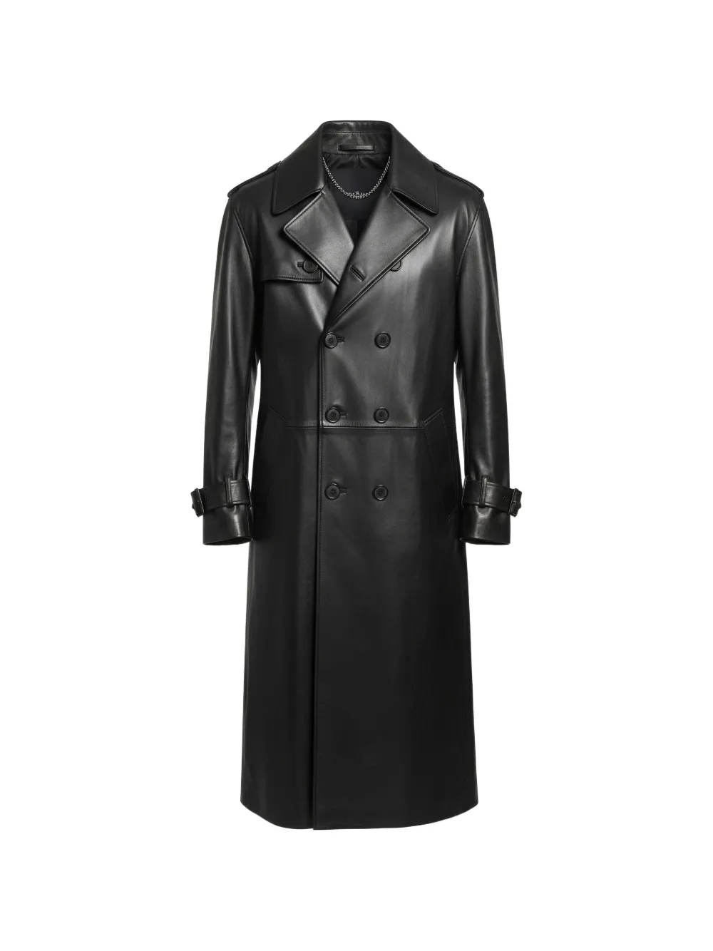 John Richmond double-breasted belted leather coat - Nero