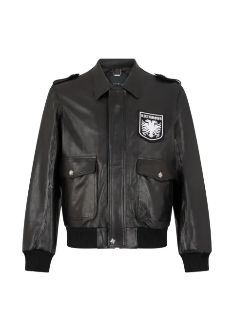 John Richmond logo-patch leather bomber jacket