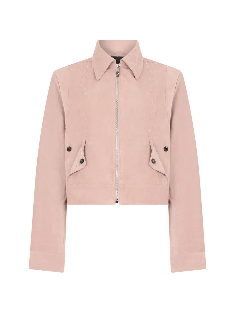 John Richmond veste zippée en daim à détails de clous - Rose