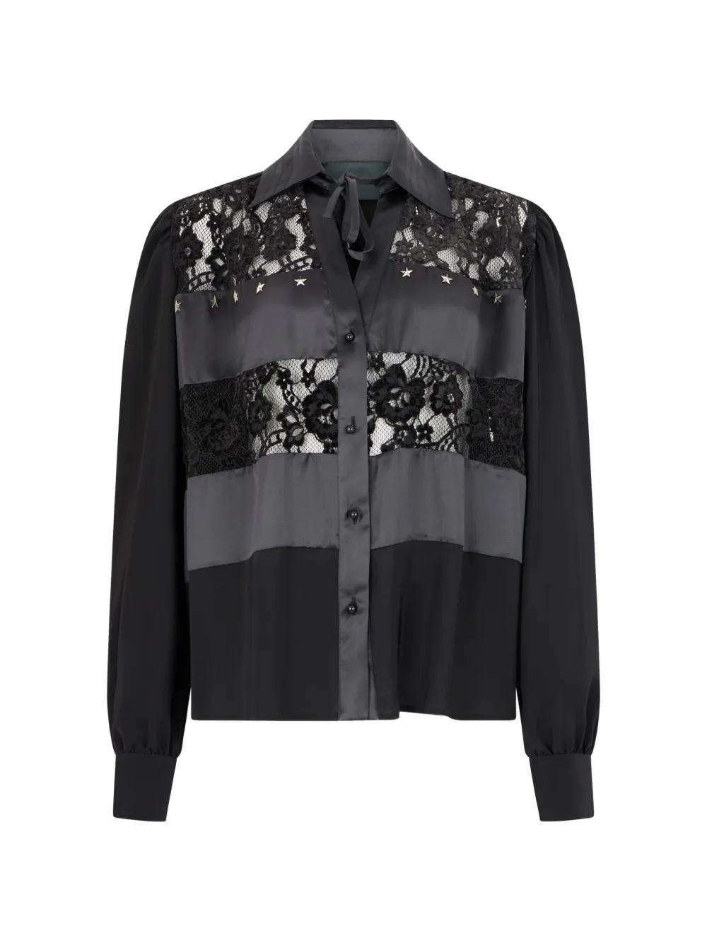 John Richmond Blusa con inserti in pizzo - Nero