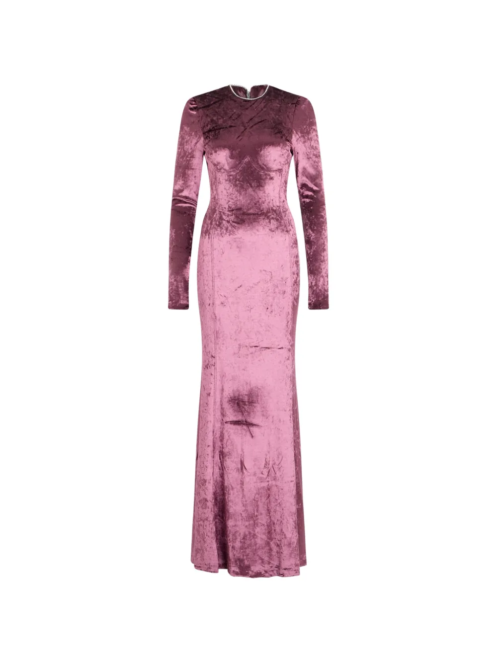 John Richmond crushed-velvet long-sleeve maxi dress