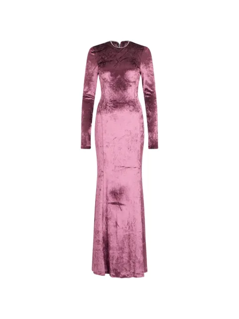 John Richmond crushed-velvet long-sleeve maxi dress