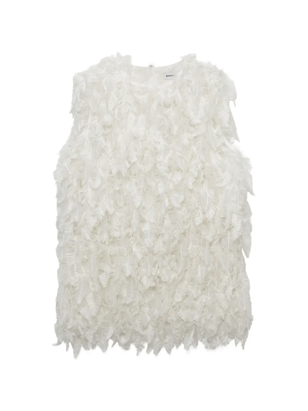 SIMKHAI Fei feathered satin top - Bianco