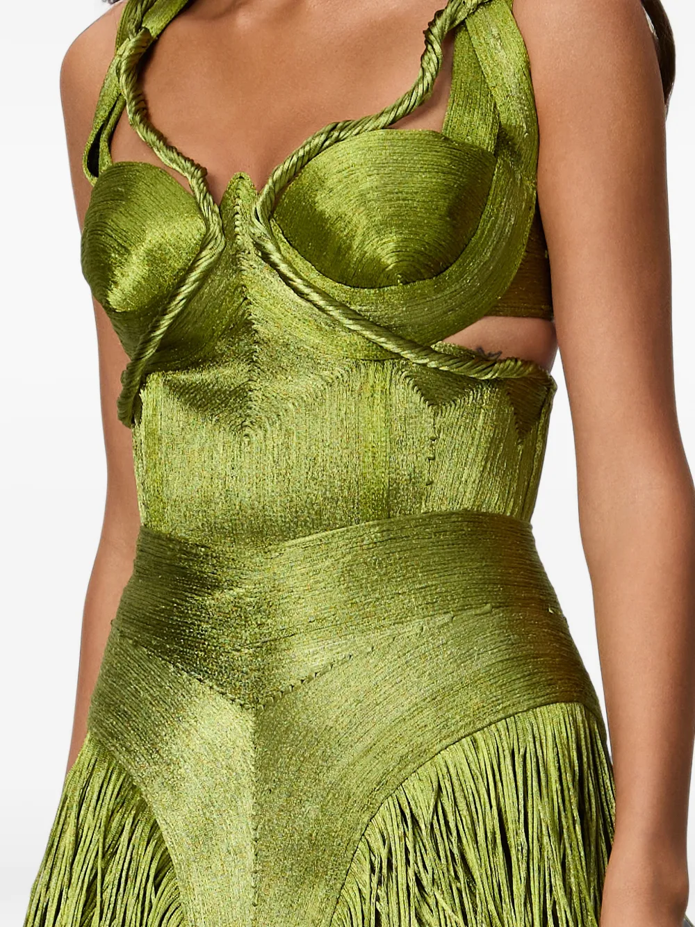 NORINA ST Riva fringe-trimmed mini dress Groen