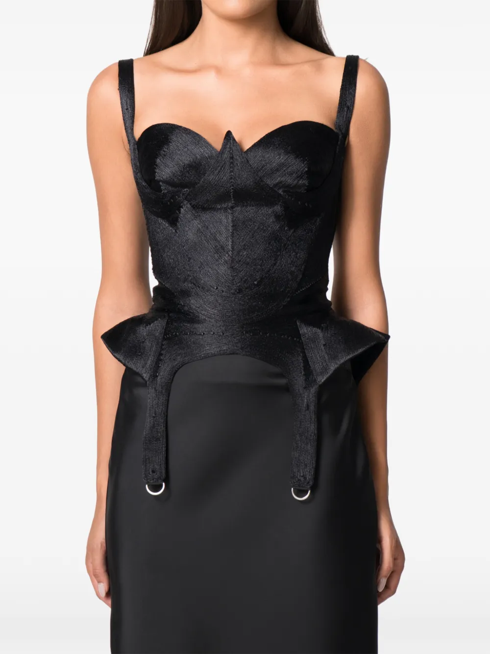 NORINA ST Kaly lace-up corset top - Nero