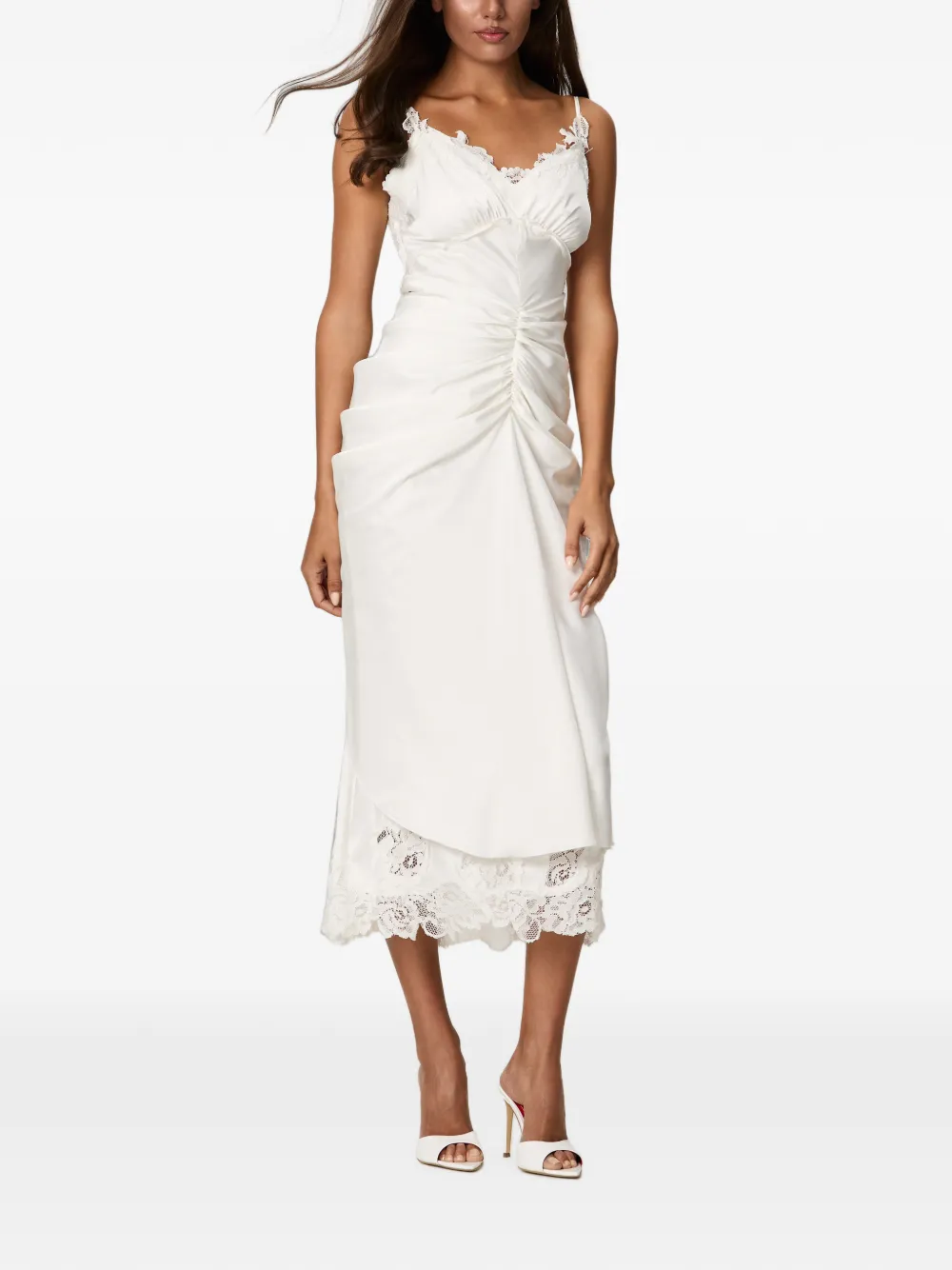 NORINA ST Lace Slip ruched slip midi dress