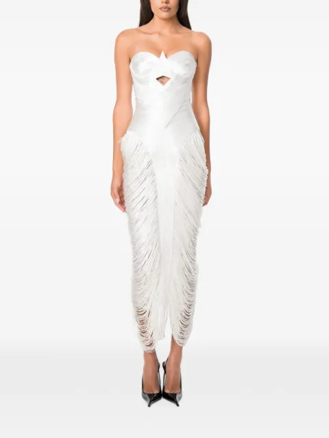 NORINA ST vestido midi Aura con flecos